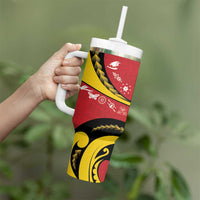 Papua New Guinea 50th Independence Anniversary Tumbler With Handle Special Style Red Version - Polynesian Pride