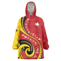 Papua New Guinea 50th Independence Anniversary Wearable Blanket Hoodie Special Style Red Version LT05 One Size Red - Polynesian Pride