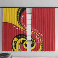 Papua New Guinea 50th Independence Anniversary Window Curtain Special Style Red Version LT05 With Hooks Red - Polynesian Pride