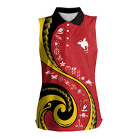 Papua New Guinea 50th Independence Anniversary Women Sleeveless Polo Shirt Special Style Red Version LT05 Female Red - Polynesian Pride
