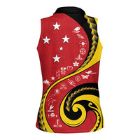 Papua New Guinea 50th Independence Anniversary Women Sleeveless Polo Shirt Special Style Red Version LT05 - Polynesian Pride