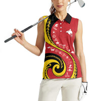 Papua New Guinea 50th Independence Anniversary Women Sleeveless Polo Shirt Special Style Red Version LT05 - Polynesian Pride