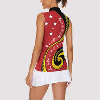 Papua New Guinea 50th Independence Anniversary Women Sleeveless Polo Shirt Special Style Red Version LT05 - Polynesian Pride