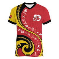 Papua New Guinea Independence Women V-Neck T-Shirt Special Style Red Version LT05 Female Red - Polynesian Pride