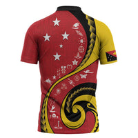 Papua New Guinea 50th Independence Anniversary Zipper Polo Shirt Special Style Red Version LT05 - Polynesian Pride