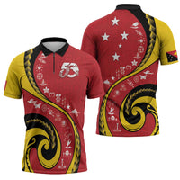 Papua New Guinea 50th Independence Anniversary Zipper Polo Shirt Special Style Red Version LT05 - Polynesian Pride