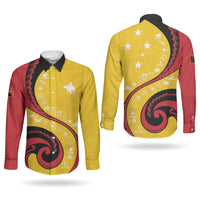 Papua New Guinea Independence Couples Matching Tank Maxi Dress and Long Sleeve Button Shirt Special Style Yellow Version LT05 - Polynesian Pride