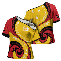 Papua New Guinea Independence Cross Shoulder Shirt Special Style Yellow Version LT05 - Polynesian Pride
