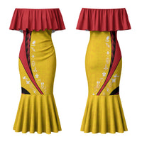 Papua New Guinea Independence Family Matching Mermaid Dress and Hawaiian Shirt Special Style Yellow Version LT05 Mom's Dress Yellow - Polynesian Pride
