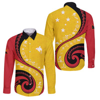 Papua New Guinea Independence Family Matching Mermaid Dress and Hawaiian Shirt Special Style Yellow Version LT05 Dad's Shirt - Long Sleeve Yellow - Polynesian Pride