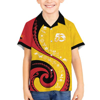Papua New Guinea 50th Independence Anniversary Family Matching Off Shoulder Short Dress and Hawaiian Shirt Special Style Yellow Version - Polynesian Pride