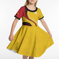 Papua New Guinea Independence Kid Short Sleeve Dress Special Style Yellow Version LT05 - Polynesian Pride