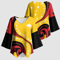 Papua New Guinea Independence Kimono Sleeve Blouse Special Style Yellow Version LT05 - Polynesian Pride