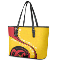 Papua New Guinea Independence Leather Tote Bag Special Style Yellow Version LT05 - Polynesian Pride