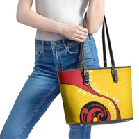 Papua New Guinea Independence Leather Tote Bag Special Style Yellow Version LT05 - Polynesian Pride