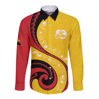 Papua New Guinea 50th Independence Anniversary Long Sleeve Button Shirt Special Style Yellow Version LT05 Unisex Yellow - Polynesian Pride