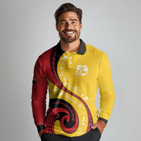 Papua New Guinea 50th Independence Anniversary Long Sleeve Polo Shirt Special Style Yellow Version LT05 - Polynesian Pride