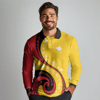 Papua New Guinea Independence Long Sleeve Polo Shirt Special Style Yellow Version LT05 - Polynesian Pride