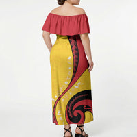 Papua New Guinea 50th Independence Anniversary Off Shoulder Maxi Dress Special Style Yellow Version LT05 - Polynesian Pride