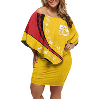 Papua New Guinea 50th Independence Anniversary Off Shoulder Short Dress Special Style Yellow Version LT05 Women Yellow - Polynesian Pride