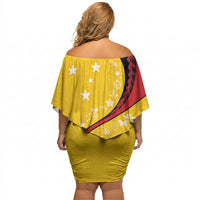 Papua New Guinea 50th Independence Anniversary Off Shoulder Short Dress Special Style Yellow Version LT05 - Polynesian Pride