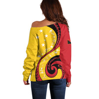 Papua New Guinea 50th Independence Anniversary Off Shoulder Sweater Special Style Yellow Version LT05 - Polynesian Pride