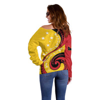 Papua New Guinea 50th Independence Anniversary Off Shoulder Sweater Special Style Yellow Version LT05 - Polynesian Pride