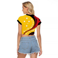 Papua New Guinea 50th Independence Anniversary Raglan Cropped T Shirt Special Style Yellow Version - Polynesian Pride