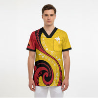 Papua New Guinea Independence Scrub Top Special Style Yellow Version LT05 - Polynesian Pride