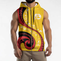 Papua New Guinea 50th Independence Anniversary Sleeveless Zip Hoodie Special Style Yellow Version LT05 - Polynesian Pride