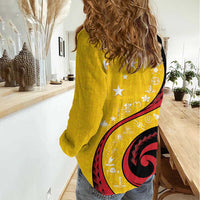 Papua New Guinea Independence Women Casual Shirt Special Style Yellow Version LT05 - Polynesian Pride