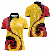 Papua New Guinea 50th Independence Anniversary Women Polo Shirt Special Style Yellow Version - Polynesian Pride
