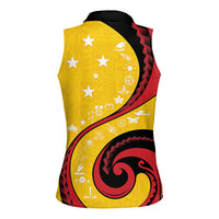 Papua New Guinea Independence Women Sleeveless Polo Shirt Special Style Yellow Version LT05 - Polynesian Pride