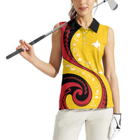 Papua New Guinea Independence Women Sleeveless Polo Shirt Special Style Yellow Version LT05 - Polynesian Pride