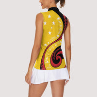 Papua New Guinea Independence Women Sleeveless Polo Shirt Special Style Yellow Version LT05 - Polynesian Pride