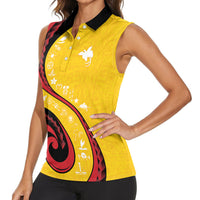 Papua New Guinea Independence Women Sleeveless Polo Shirt Special Style Yellow Version LT05 - Polynesian Pride