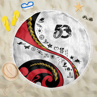 Papua New Guinea 50th Independence Anniversary Beach Blanket Special Style White Version LT05 One Size 150cm White - Polynesian Pride