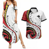 Papua New Guinea Independence Couples Matching Summer Maxi Dress and Hawaiian Shirt Special Style White Version LT05 White - Polynesian Pride