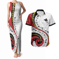 Papua New Guinea Independence Couples Matching Tank Maxi Dress and Hawaiian Shirt Special Style White Version LT05 White - Polynesian Pride