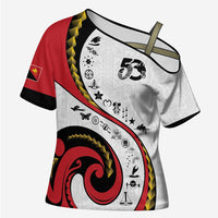 Papua New Guinea Independence Cross Shoulder Shirt Special Style White Version LT05 Female White - Polynesian Pride