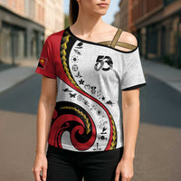 Papua New Guinea Independence Cross Shoulder Shirt Special Style White Version LT05 - Polynesian Pride