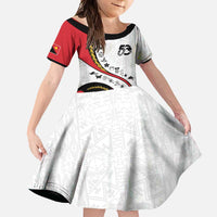 Papua New Guinea 50th Independence Anniversary Family Matching Long Sleeve Bodycon Dress and Hawaiian Shirt Special Style White Version - Polynesian Pride