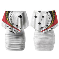 Papua New Guinea Independence Family Matching Off Shoulder Short Dress and Hawaiian Shirt Special Style White Version LT05 Mom's Dress White - Polynesian Pride