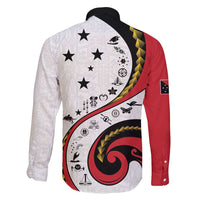 Papua New Guinea Independence Family Matching Off Shoulder Short Dress and Hawaiian Shirt Special Style White Version LT05 Son's Shirt White - Polynesian Pride