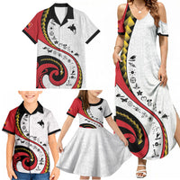 Papua New Guinea Independence Family Matching Summer Maxi Dress and Hawaiian Shirt Special Style White Version LT05 - Polynesian Pride