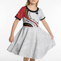 Papua New Guinea Independence Kid Short Sleeve Dress Special Style White Version LT05 - Polynesian Pride