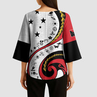 Papua New Guinea Independence Kimono Sleeve Blouse Special Style White Version LT05 - Polynesian Pride