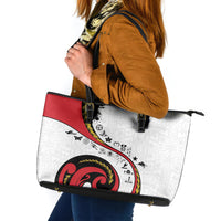 Papua New Guinea Independence Leather Tote Bag Special Style White Version LT05 White - Polynesian Pride