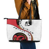 Papua New Guinea Independence Leather Tote Bag Special Style White Version LT05 - Polynesian Pride