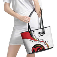 Papua New Guinea Independence Leather Tote Bag Special Style White Version LT05 - Polynesian Pride